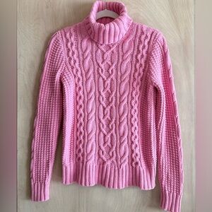 Lauren Ralph Lauren Cable Knit Turtleneck Sweater Pink Cotton Blend Women’s S-M